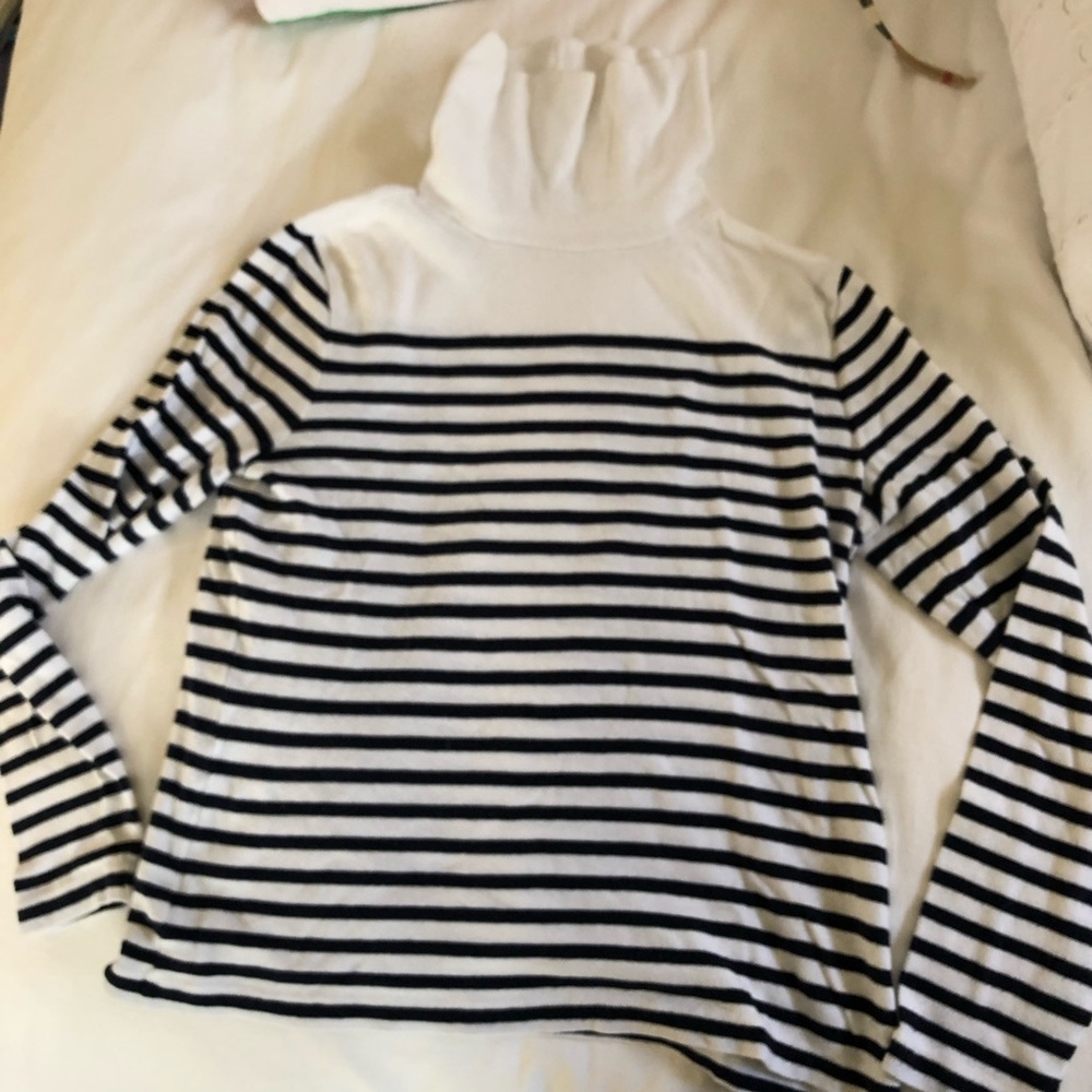 JCrew 100% Cotton Navy & White Stripe Turtleneck